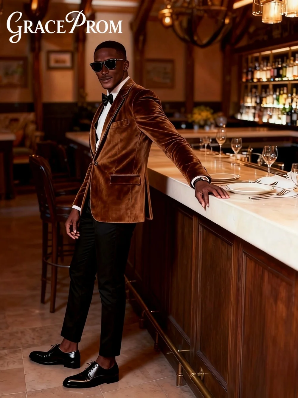 

Noble Notched Lapel Velvet Men's Suit 2026 2PCS Formal Single Breasted Premium Quality For Wedding Business Tailored