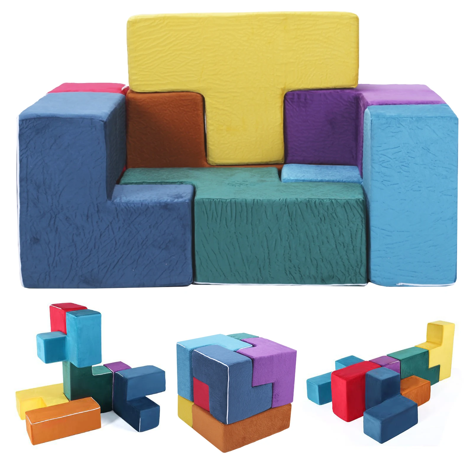 

7Pcs Inspiring Creativity Blocks Chair Washable Convert Foam Sofa Seat Wear Resist for Kids Bedroom Playroom Furnitures