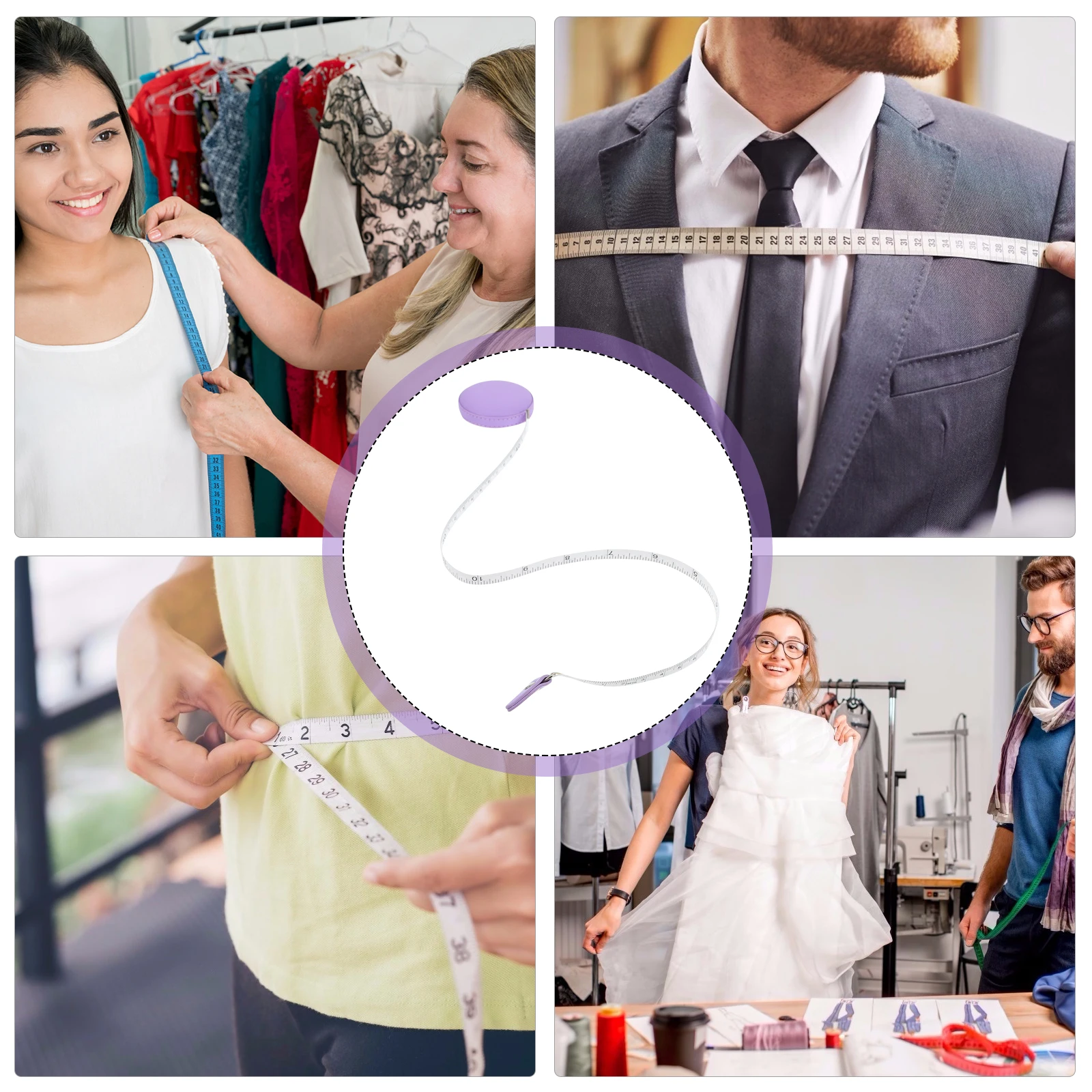 

1Pcs PU Measuring Tape Compact Lightweight 1.5m Portable Automatic Retractable Small Tape Measure for Body Use