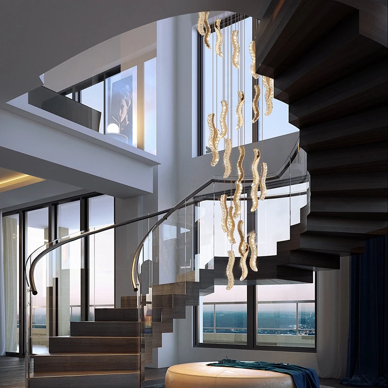 Nowoczesny żyrandol na schody Lampy wiszące oświetlenie wewnętrzne Lampa sufitowa wisząca lampa led Żyrandole do salonu oświetlenie wewnętrzne