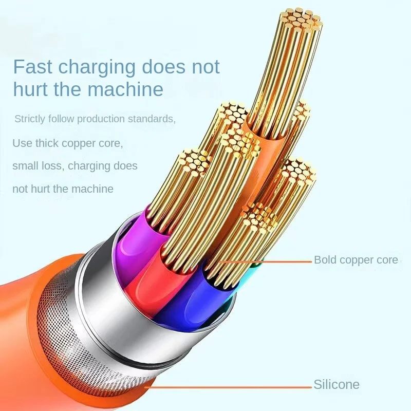 New 6A Geek Zinc Alloy Data Cable with Light Suitable for Apple Android Type-C Bold Phone Fast Charging Cable