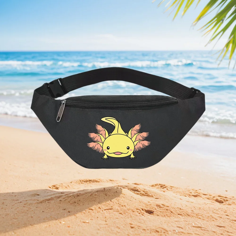 

Cute Axolotl Cartoon Illustration Waist Backpack Crossbody Chest Bag Street Casual Sporty Fashionable Simple Unique Printed Desi