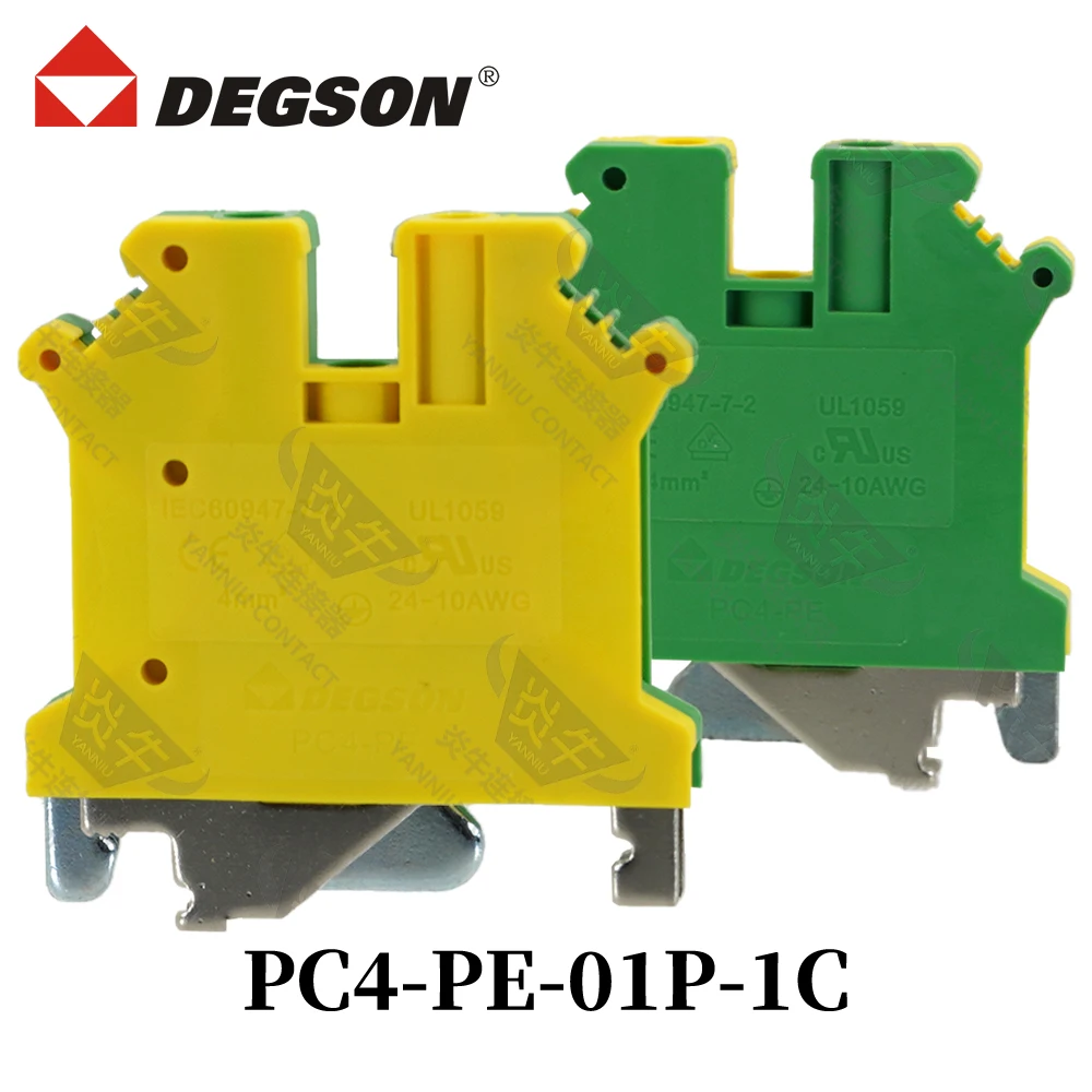 

10Pcs PC4-PE-01P-1Y-00ZH/AH DEGSON SCREW GROUND MODULAR PROTECTIVE EARTH WIRE ELECTRICAL CONNECTOR DIN TERMINAL BLOCK