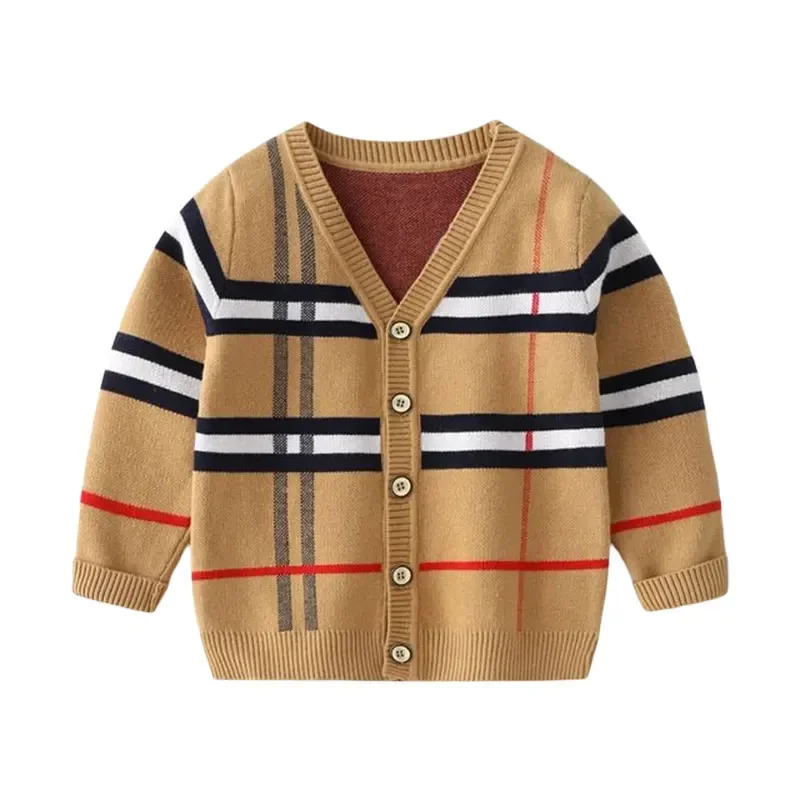 1-8T Toddler For Boy Girl Kids Sweater Vest Autumn Winter Warm Cardigan Top Long Sleeve Plaid Sweaters Fashion Knitwear Clothes