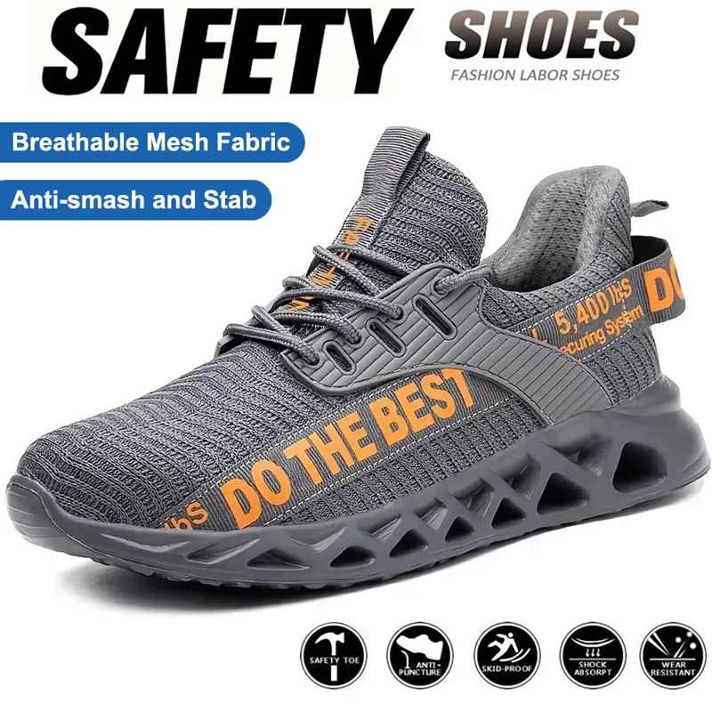 

Safety Shoes Men For Work Sneakers Men Fashion Steel Toe Work Shoes Security Protective Shoes Light Anti-Smash Anti-Puncture