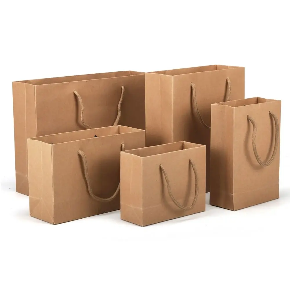 Удобные 10-размерные пакеты из крафт-бумаги с ручками, аксессуары для вечеринок, подарочные пакеты, вертикальная горизонтальная сумка для покупок, домашний декор