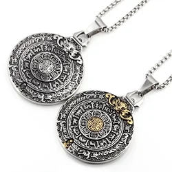 Ethnic Style Punk Trendy Hip Hop Nine Palace Dragon Head Bagua Brand Necklace Personalized Stainless Steel Pendant Necklace