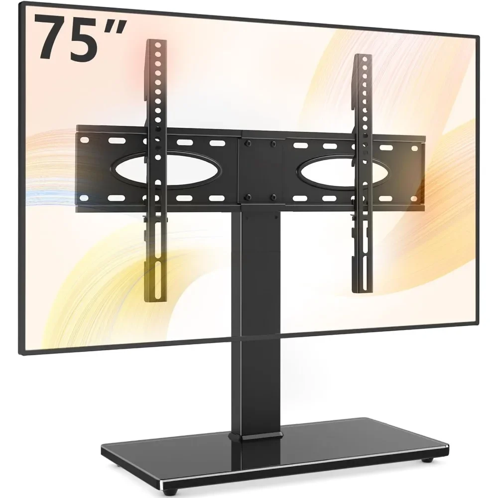 

Universal Swivel Table Top TV Stand for 37 to 65,70,75 inch TVs, Height Adjustable Tall TV Stand Base with Mount, Heavy Duty TV