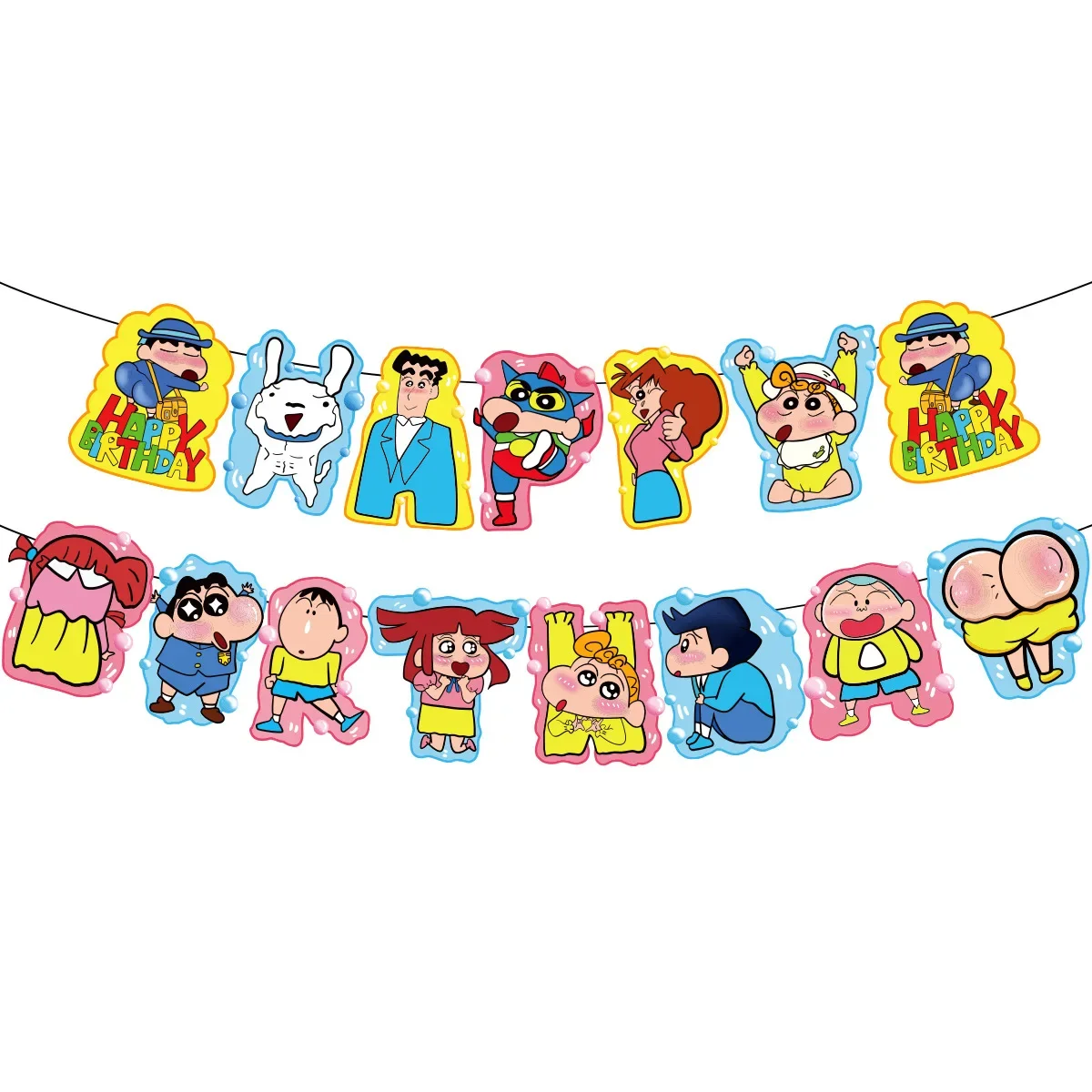 Hot Crayon Shin-chan Birthday Party Supply Disposable Cake Topper Hanging Flag party Crayon Shin-chan suits Birthday Decorations