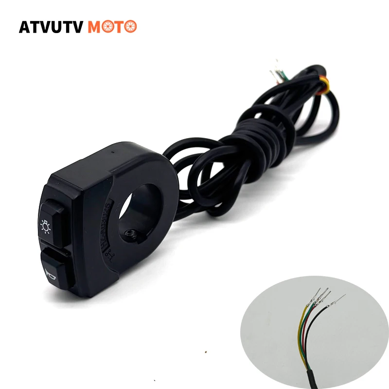 Faro de bicicleta eléctrica de 4 cables, interruptor impermeable con bocina para bicicleta eléctrica, lámpara de motocicleta y botón de bocina Citycoco