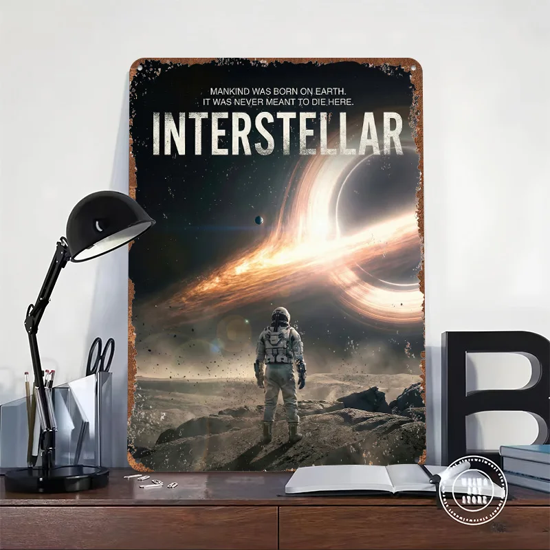 Interstellar Movie 3D Texture Printed Poster Custom Vintage Metal Tin Plate Sign for Wall Art Living Room Decoration Wand Deko