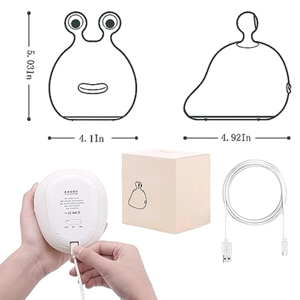 Cartoon Bug Slug, Touch Desktop USB Animal Night Lamp, con cavo dati