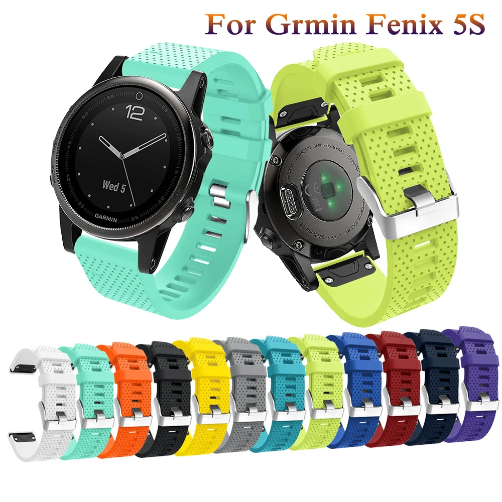 Fashion Silicone Bracelet 20mm Wrist Strap for Garmin Fenix 5S GPS Smart watch bands with Easy fit Quick Release Belt Wristbands