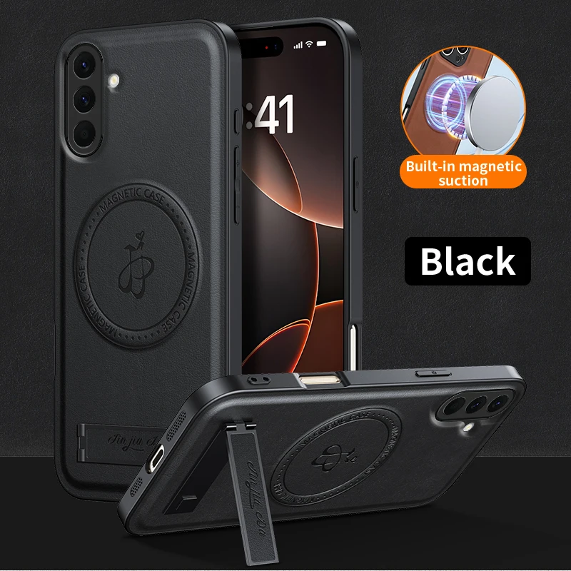 Leather Stand Case For Samsung A57 A37 A27 A07 A56 A26 A16 A06 A55 A54 Magnetic Cover For Magsafe Shockproof Full Camera Shell