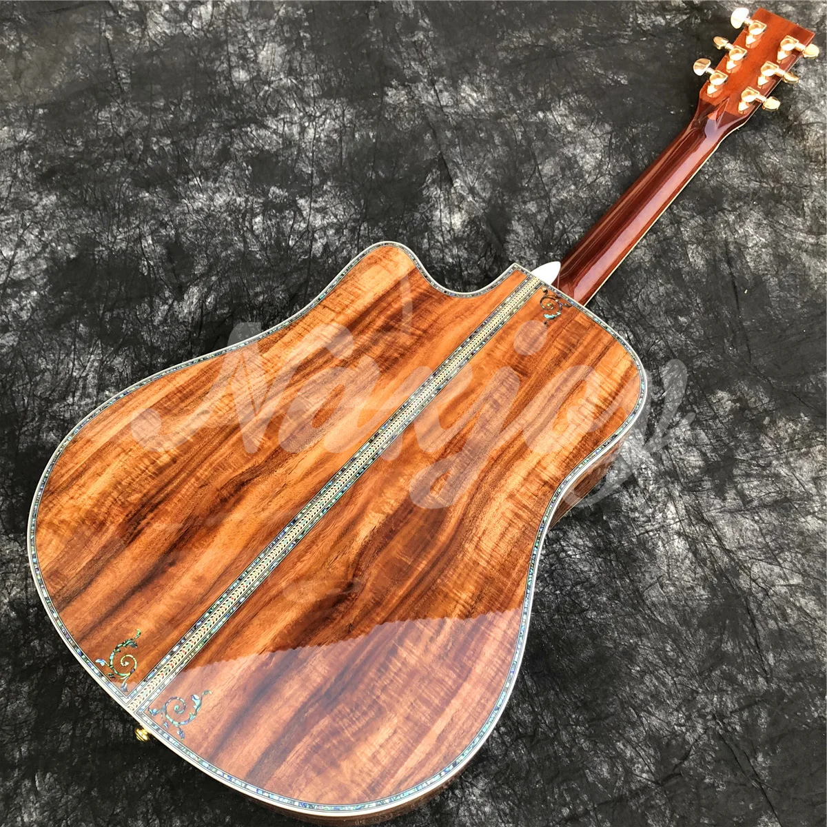 All Koa Wood 41 Inch D Type Cutaway Acoustic Guitar Abalone Inlay Ebony Fingrerboard Electric Guitar