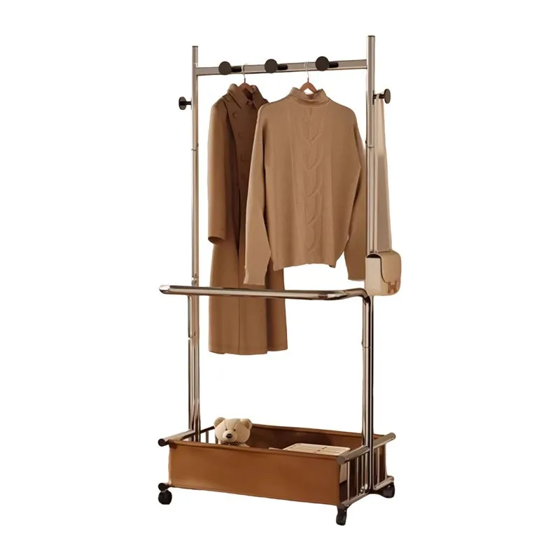 

Floor-to-ceiling coat rack Home bedroom Large-capacity clothes storage rack Movable wrought iron convenient hanger Drying rack