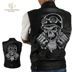 Boxing Skull Embroidery Patch Motorcycle Jacket Patch, Black Gray Applique Iron on Patches Personalized DIY Decoration