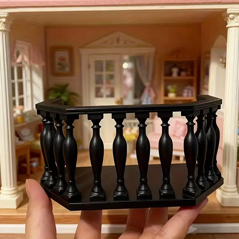 Miniature Scenes, DIY Dollhouse Accessories,Miniature Dollhouse Balcony With Railing European Balcony Suitable For Collectors