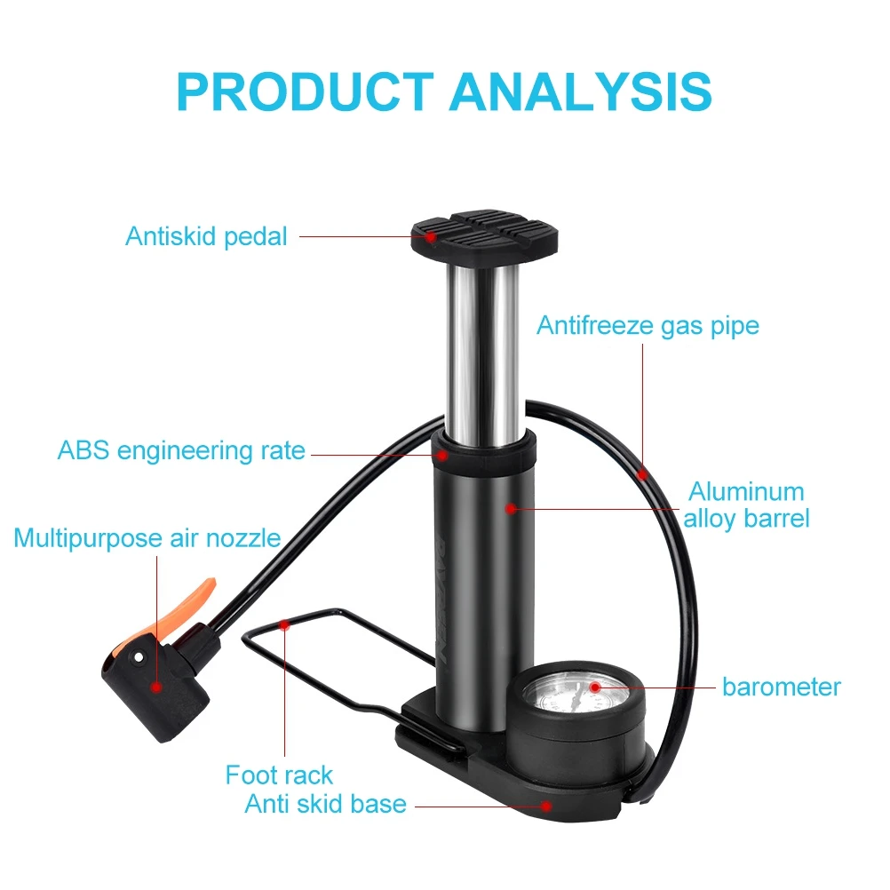 

【】Manual Inflator Pump Sturdy Tire Air Pump With Pressure Gauge Scooter Car Inflating Tool Portable Emergency Use