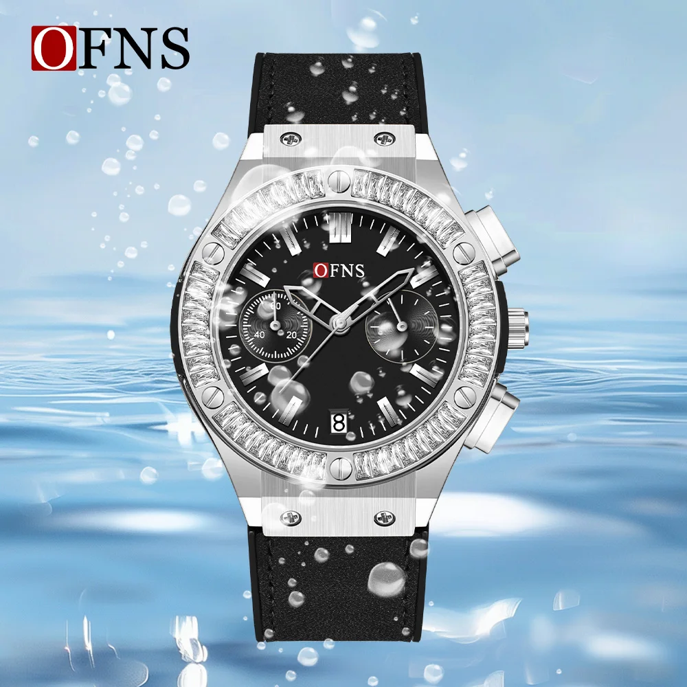 OFNS ماركة 1530 ساعة كوارتز نسائية جديدة متعددة الوظائف مقاومة للماء بتقويم بسيط للأعمال ساعة كوارتز نسائية