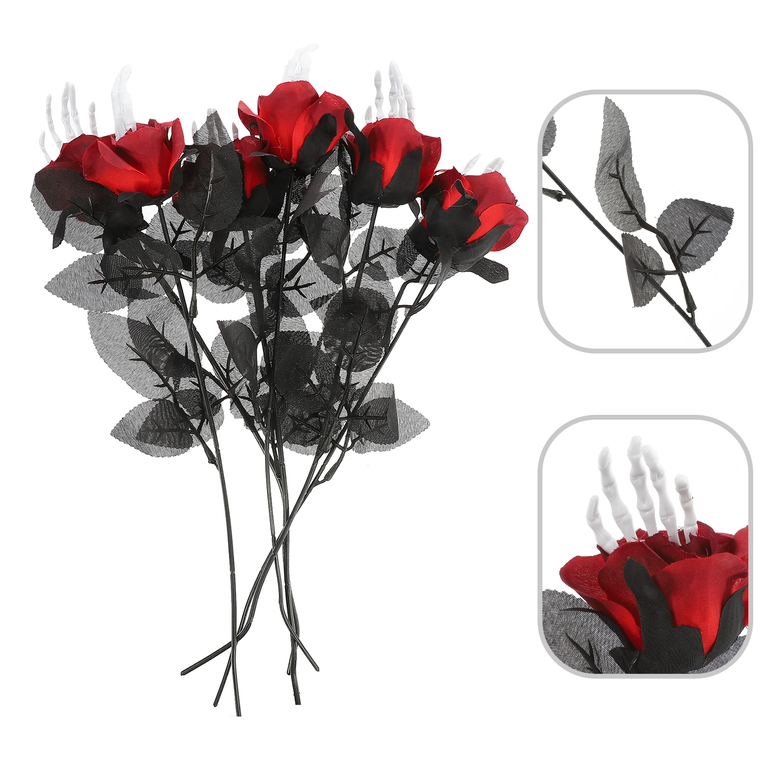 

6pcs Artificial Rose Flowers Fake Hand Spooky Decor Bouquet Silk Cloth For Party Bedroom Haunted House Garden Outdoor