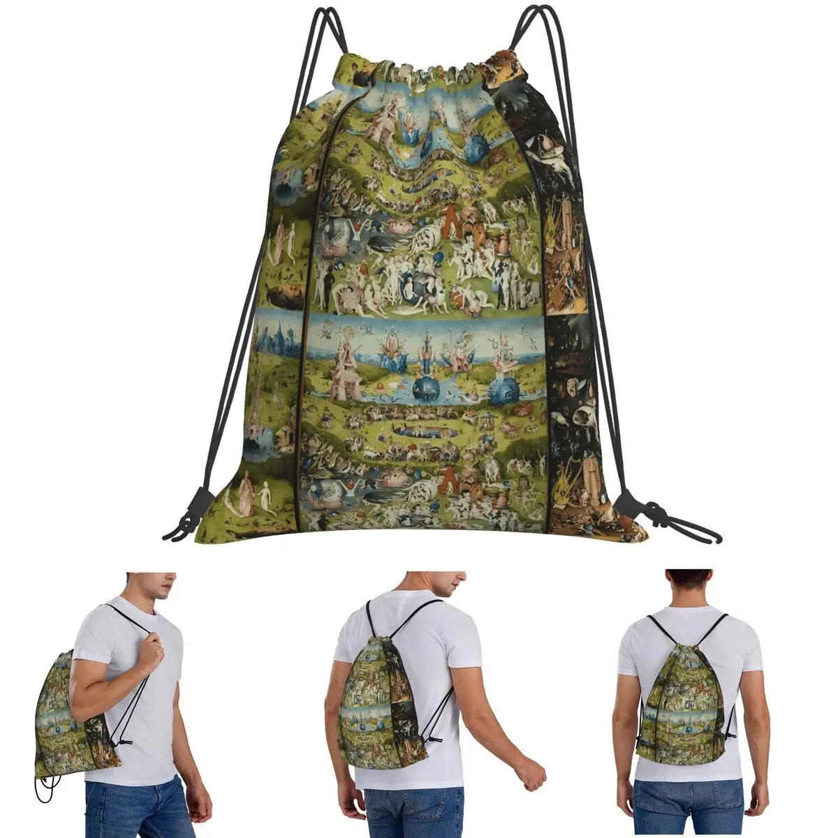 The Garden Of Earthly Delights - Hieronymus Bosc Backpacks Fashion Drawstring Bags Sports Bag Book Bags for Travel Students