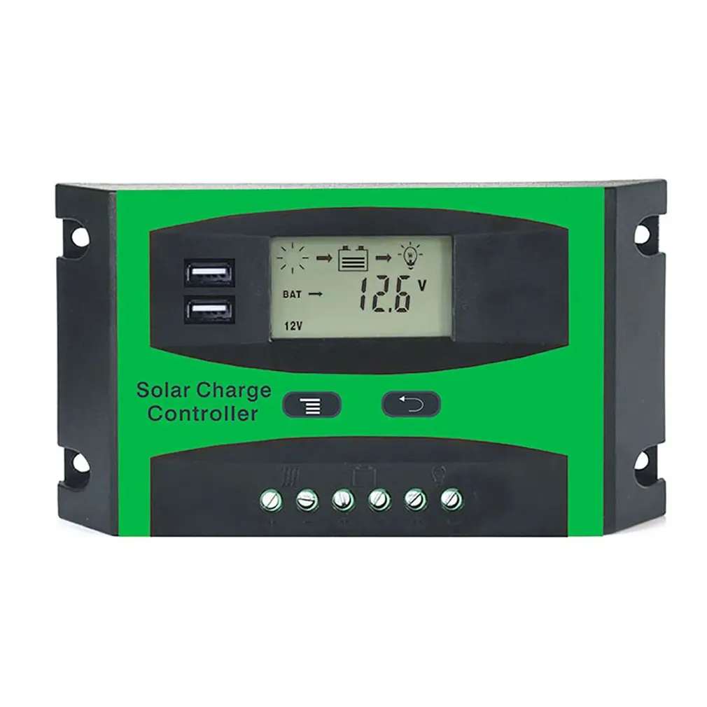 Solar Charge Controller 12V/24V Lithium Lead-acid Battery Solar Controller PMW Charging Management Solar Charger Regulator 10A