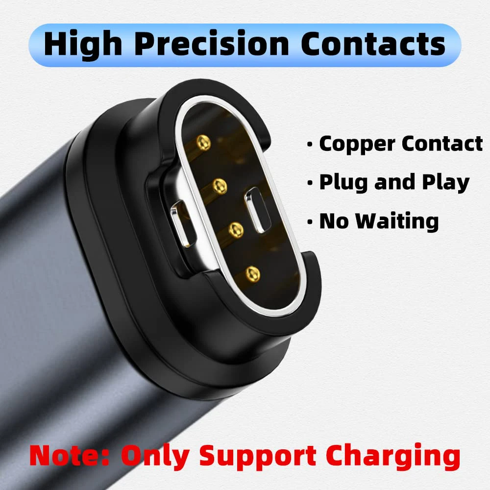 Smart Watch Charger Adapter for Garmin Fenix 7X/6/6S/6X Watch Horizontal 4-Pin Connector to Type-C，Micro，iOS Interface Converter