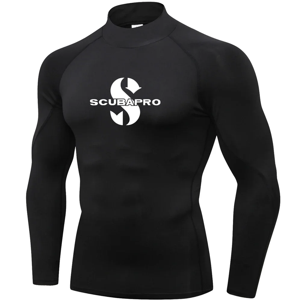 Men Swim Surfing T-shirt Beach UV Protection Swimwear Rash Guard Long Sleeve Diving Wetsuit Rashguard Tops Gear Summer Apparel