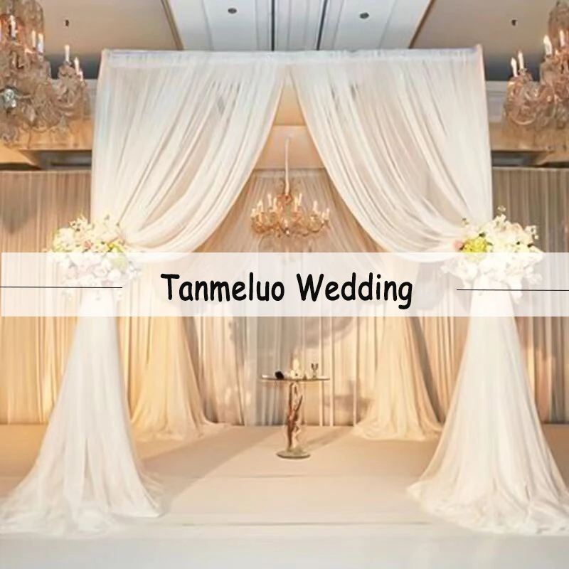 

Wedding Party Backdrop Drape Curtain Chiffon Tulle Ready Made Pleats Panel Birthday Party Stage Background Textiles Window Decor