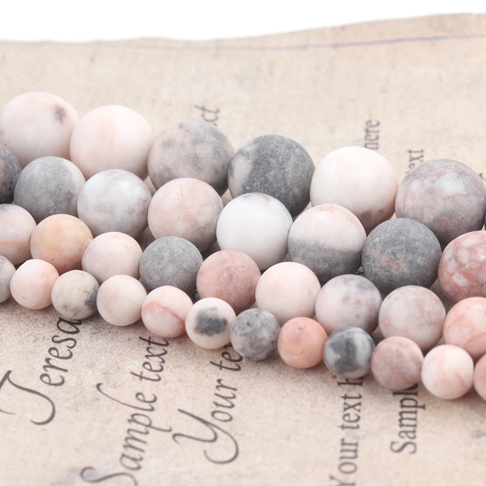 Natural Minerals Stone Matte Dull Polish Pink Zebra Jaspers Beads for Jewelry Making DIY Bracelet Necklace 4-12mm Spacer Beads