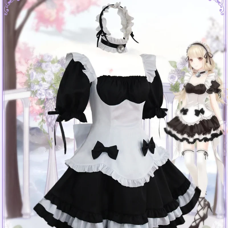 Lolita Girls Cute Maid Coslay Uniform Japanese Gothic Kawaii Black White Maid Outfits Sexy Lingerie Dress Party Role Play Suit