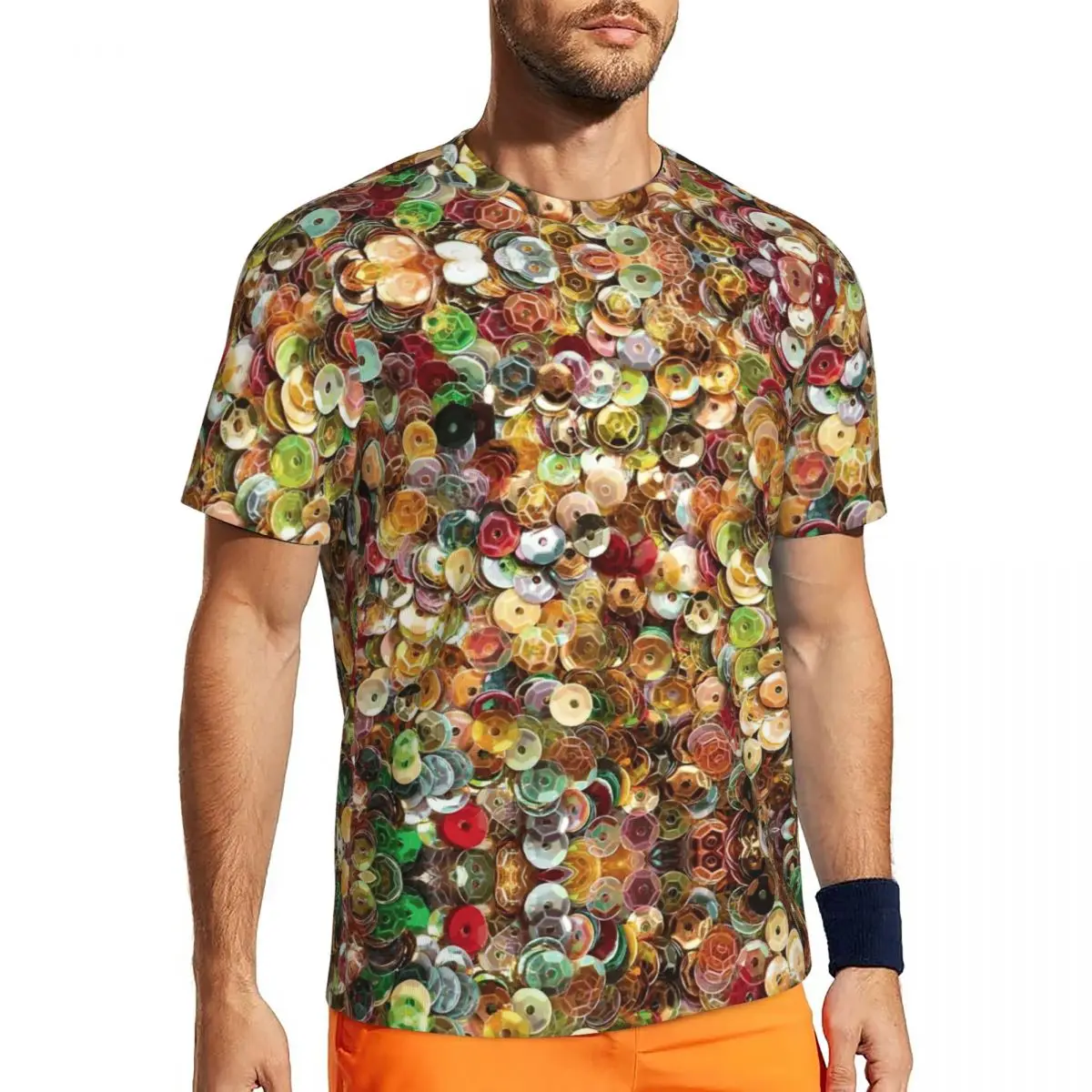 

Футболка для спортзала с радужным принтом и блестками, популярные футболки, мужская футболка в стиле ретро Y2K, пляжные топы с короткими рукавами и графикой