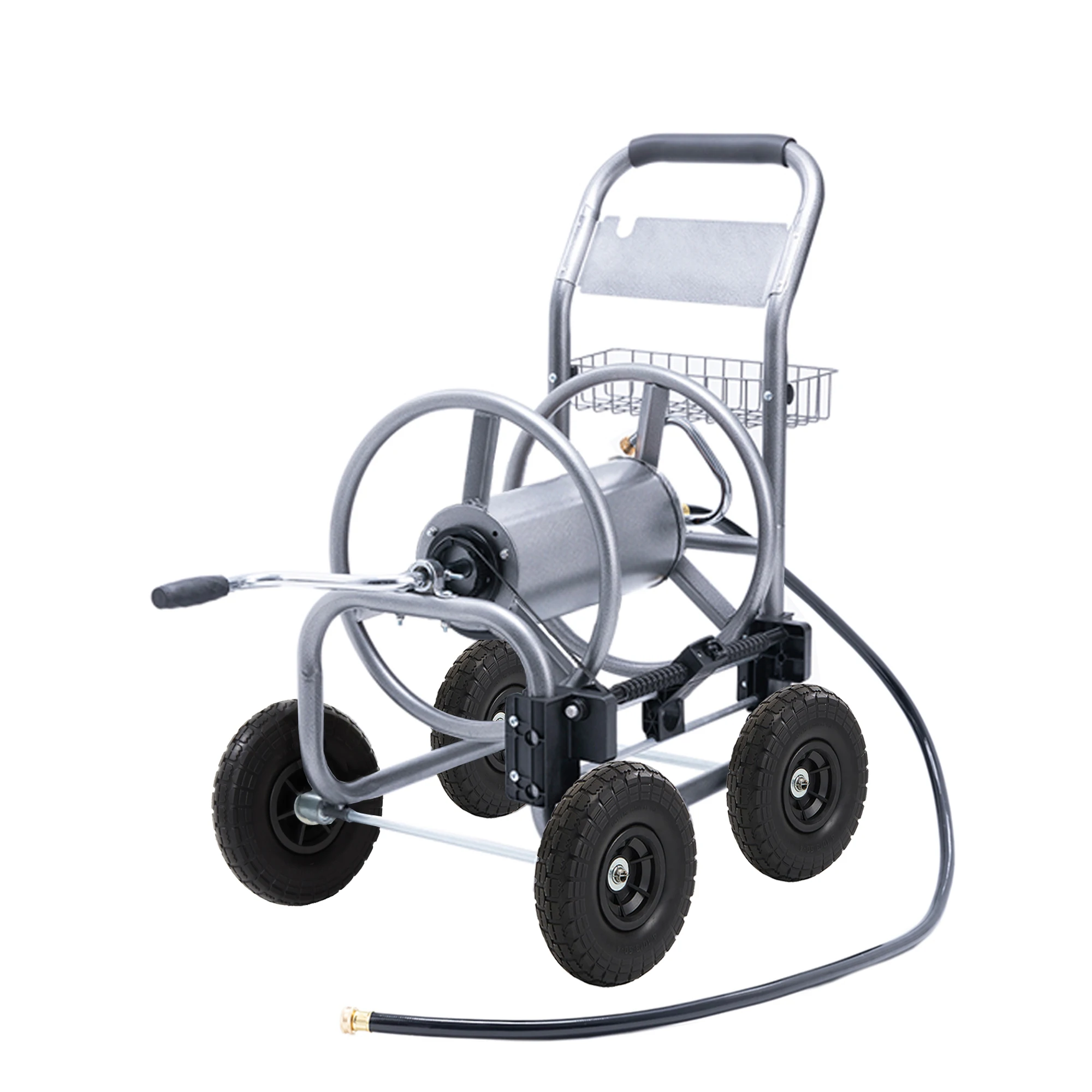 Giraffe Tools Hose Reel Cart, Hose Cart with Wheels, Industrial Hose Reels for Outside, 250-Feet of 5/8