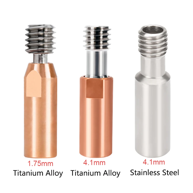 2pcs Bimetal Heatbreak CR10 Throat Long Distance Bowden Heat Break Tube Extrusion For Ender 3 CR10 Titanium Alloy Copper Throat