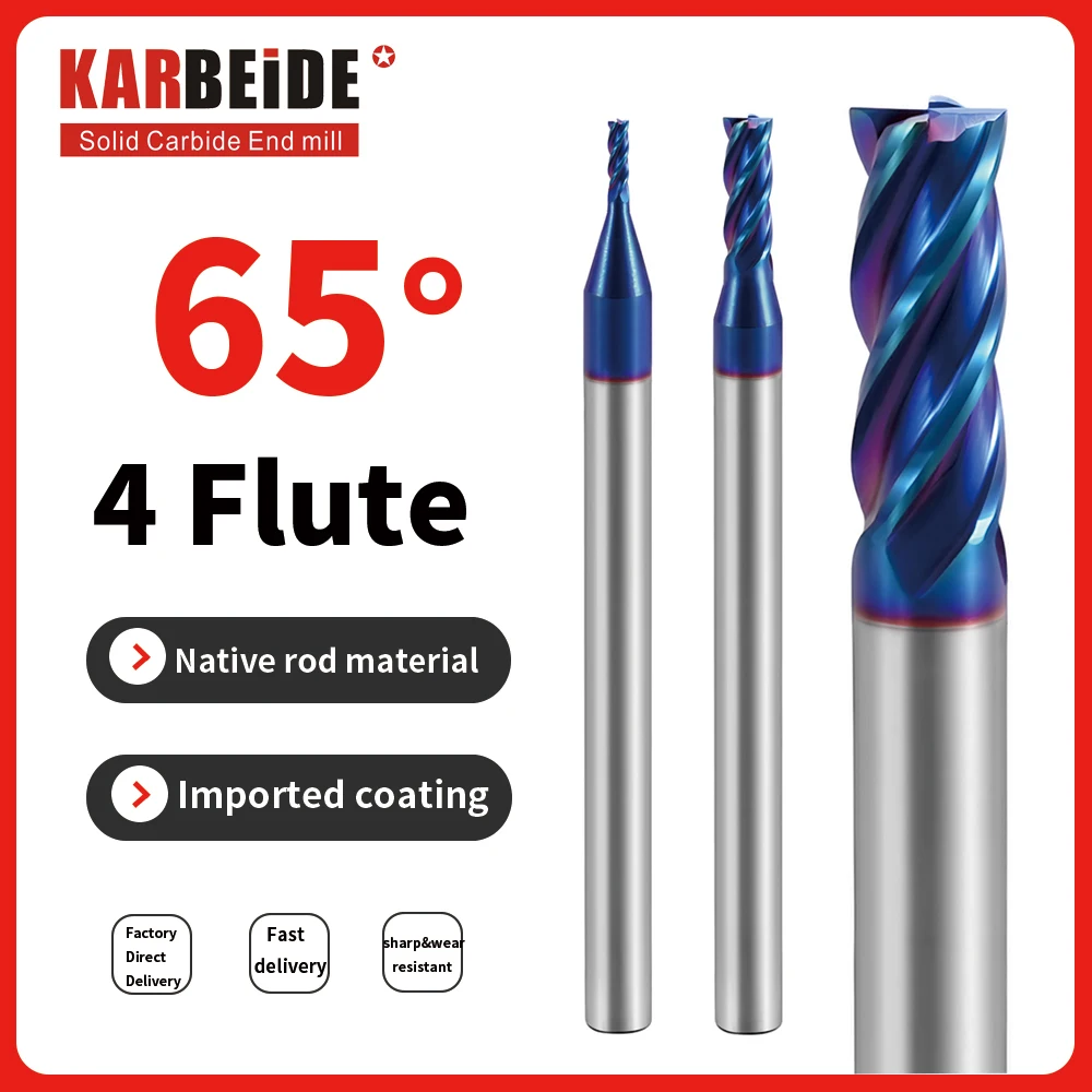 

KARBEIDE Carbide Square End Mills-4 Flute HRC65 TiSiN Coated,for Milling Alloy Steels, Hardened Steel, Metal etc D1x50mm
