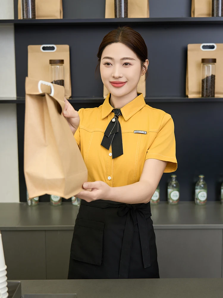 Униформа Клубная для мужчин и женщин, профессиональный комбинезон для кейтеринга, рубашка с короткими рукавами для кухни, официантки, для ресторана