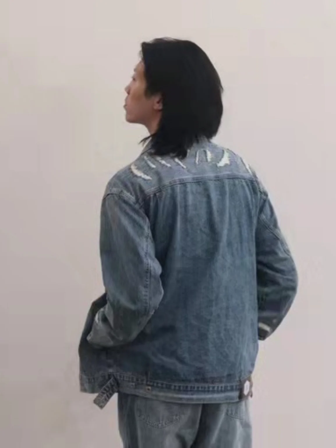 

Мужская джинсовая куртка Hap 2aw свободного кроя с эффектом потертости и отложным воротником, в стиле хип-хоп, повседневная, из хлопка