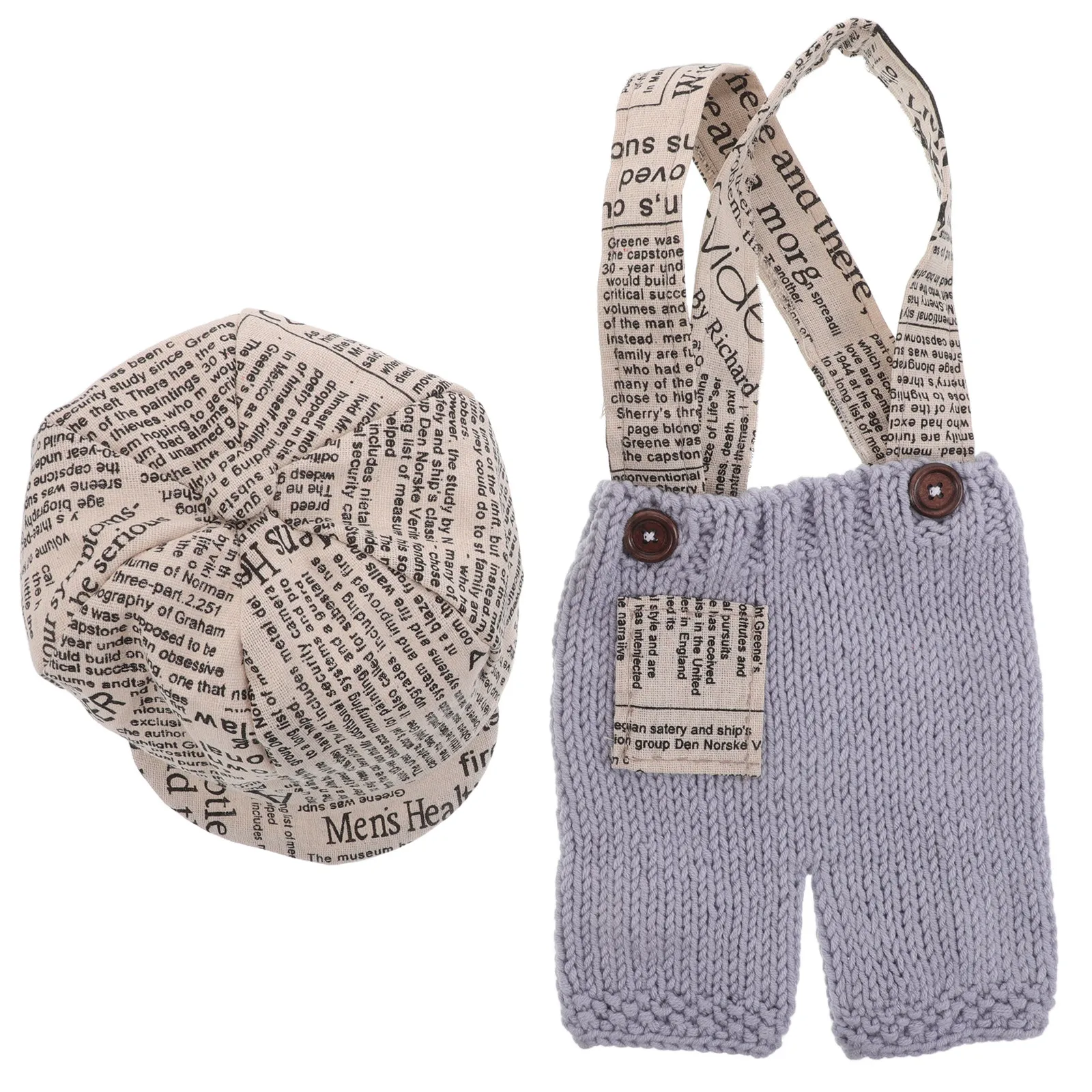 

1 комплект, костюм газетчика для новорожденных, вязаный комбинезон, берет, наряд для фотосессии младенцев, реквизит для фотосессии, одежда для фотосессии для маленьких мальчиков, унисекс