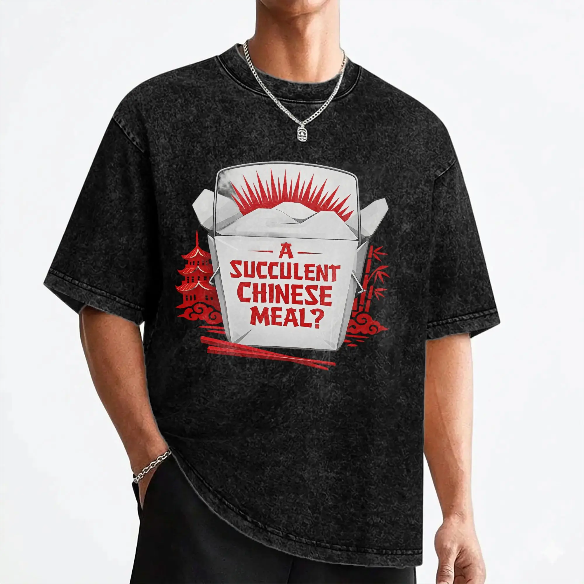 Funny Succulent Chinese Meal Meme T Shirt Washed Short Sleeve Street T-Shirt  Fashion Men Women Streetwear Graphic Printed Tees