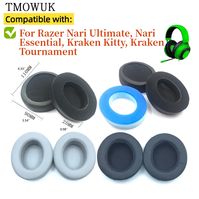 

Replacement Mesh / Ice gel / Leather Ear pads Fits for Razer Nari Ultimate, Nari Essential, Kraken Kitty, Kraken Headphones