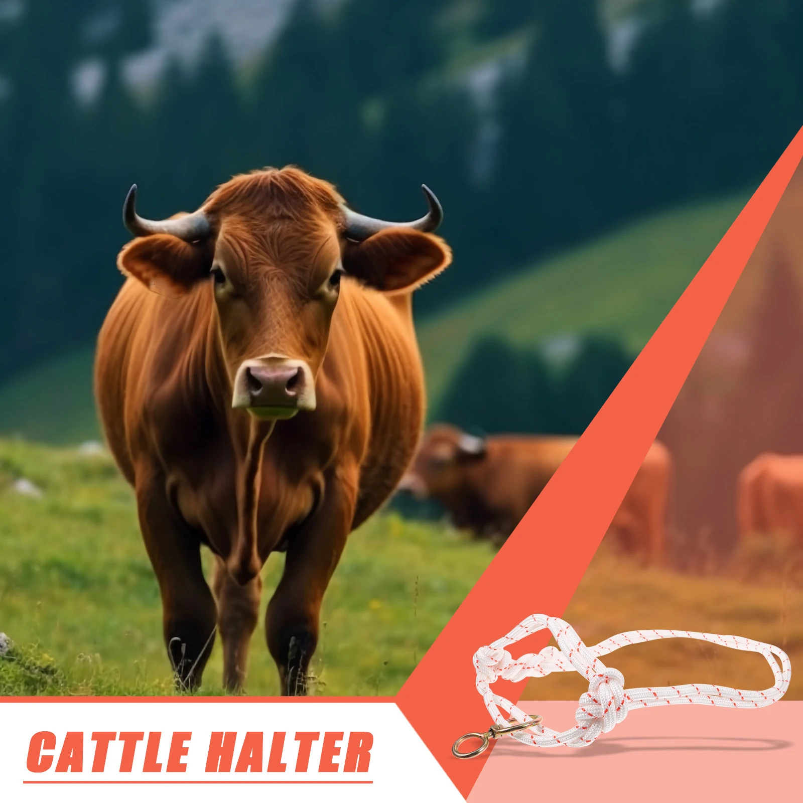 

Portable Cattle Head Bridle Rope Halter for Cow Adjustable Safety Halter for Livestock Management and Daily Farm Operations