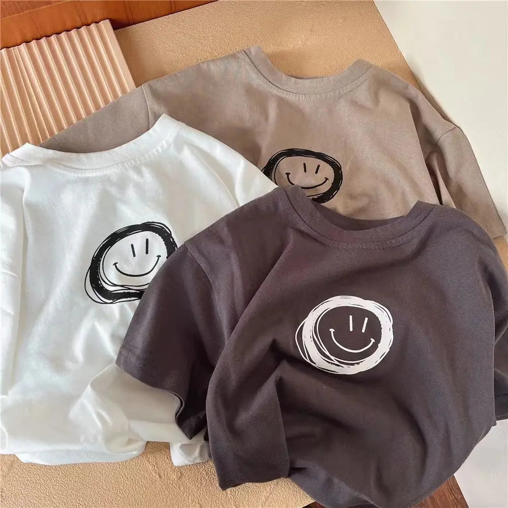 Boys And Girls T-shirt Summer Wear Baby Casual Sports Tees Toddler Fashion Simple T Thin Pure Cotton Soft Crew Neck Pullovers