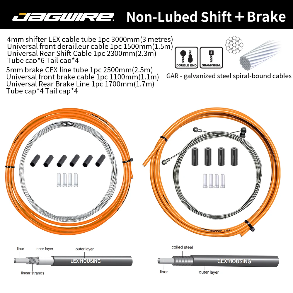 JAGWIRE Universele Fiets Rem/Shift Kabel Draad Pijp Voor 4mm/5mm MTB Racefiets derailleur Remleiding Voor Achter Niet-olieerde Buis