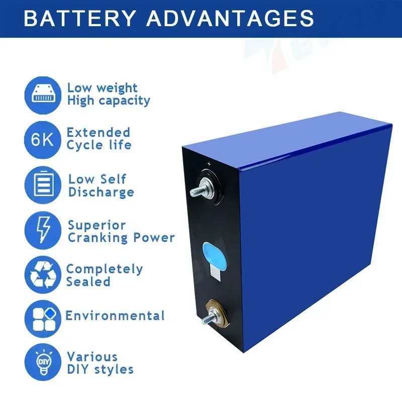 3.2V 280Ah Lifepo4 Battery DIY 12V 24V 48V 280AH Rechargeable Battery Pack for Electric Scooter RV Solar Storage System Marine