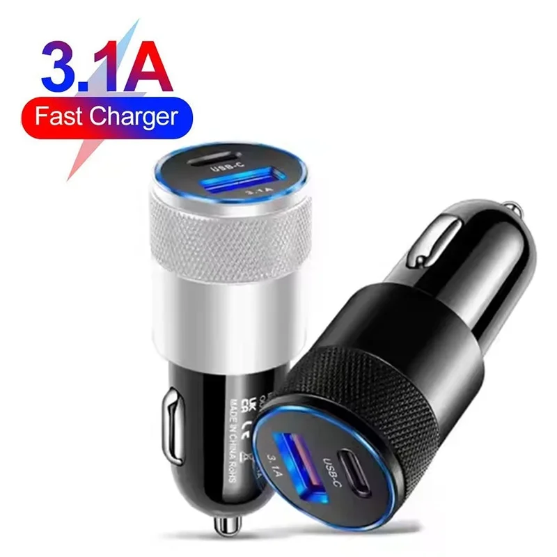USB Car Charger Adapter 66W USB Type C PD Fast Charging Plug Cigarette Lighter Socket For iPhone Xiaomi Huawei Mobile Phone Plug