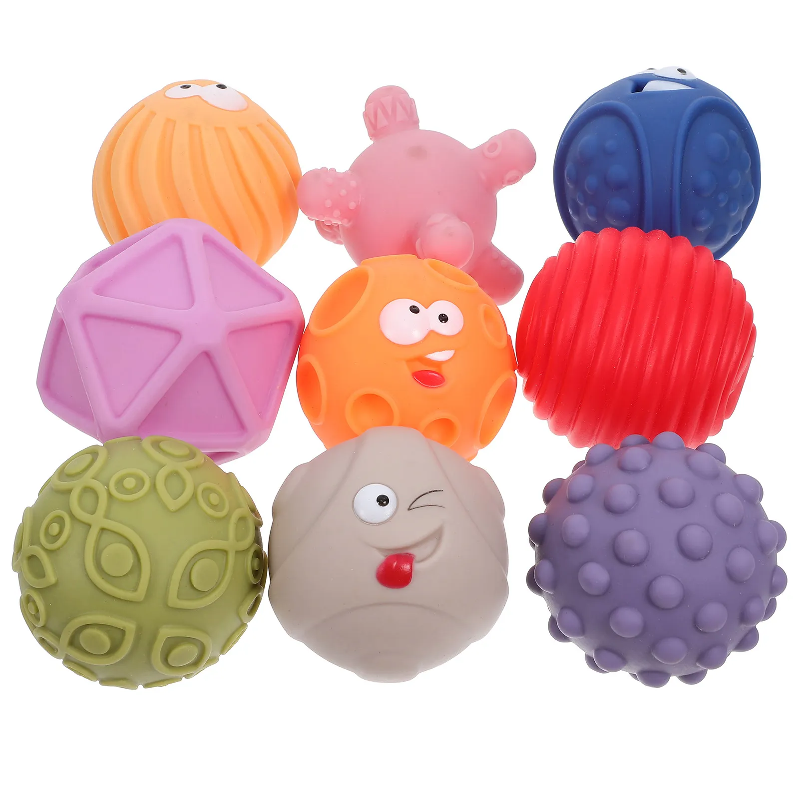 

9Pcs Multi-Textured Soft Sensory Balls Infant Hand Grasp Massage Stimulation Balls Safe Teething Toddler Sensory Development
