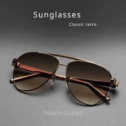 2024 New Aluminum Magnesium Alloy Frame Sunglasses Outdoor Sun Protection and UV Protection Sunglasses for Men Classic Retro