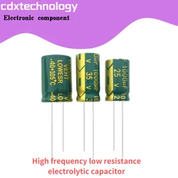 Condensador de aluminio de baja ESR de alta frecuencia, 10V, 16V, 25V, 35V, 50V, 400V, 100UF, 220UF, 330UF, 470UF, 680UF, 1000UF, 1500UF