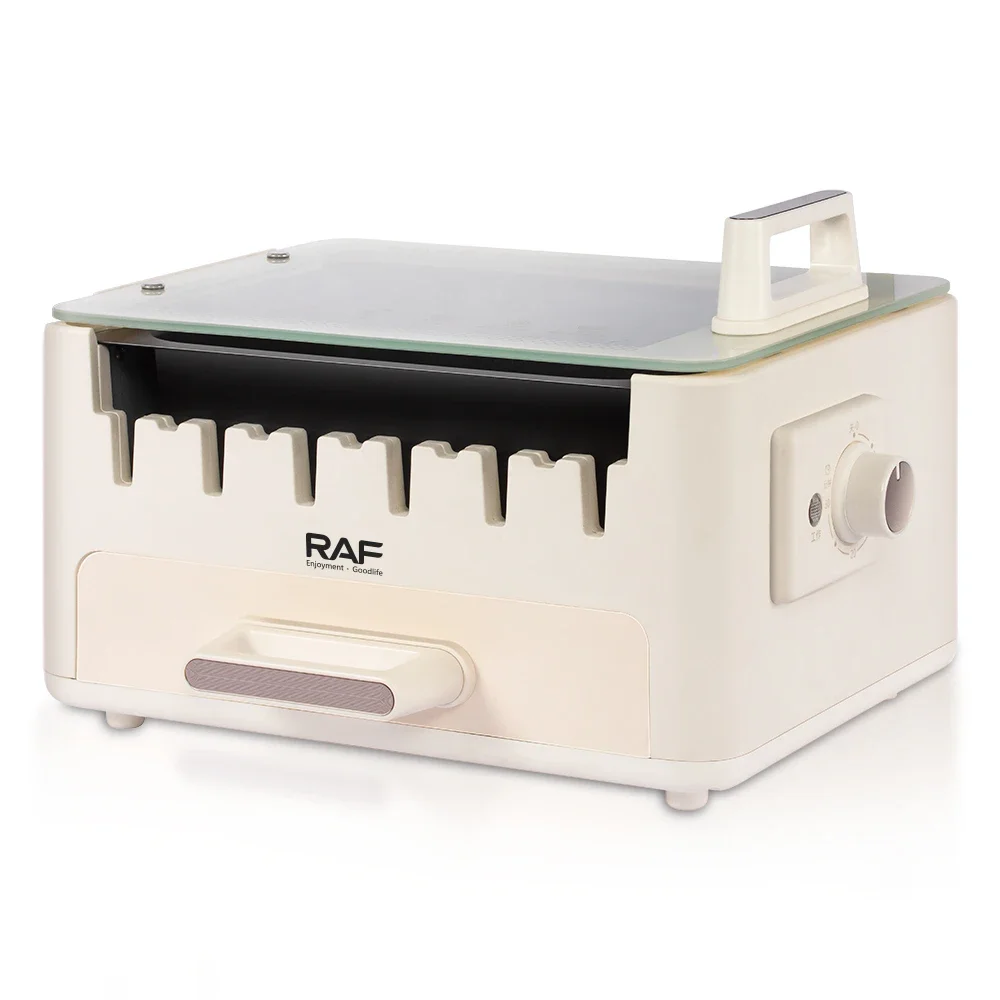 RAF 2 in 1 Electric Frying Pan Grill BBQ Kebab Grill Machine Household Rotating Skewers Machine Indoor Smokeless Barbecue Grill